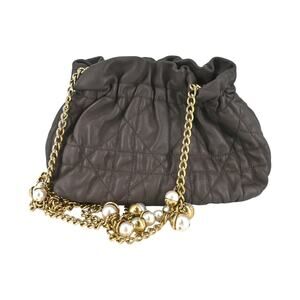CHRISTIAN DIOR Delices Faux Pearls Cannage Quilt Leather Mini Bag